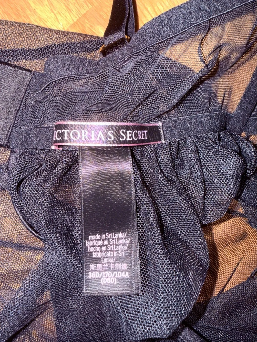 Victoria's Secret Black Lace Push-Up Babydoll Chemise Sheer Mesh Underwire 36D - Picture 3 of 10